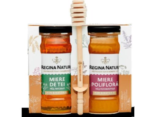 REGINA NATURII MIERE SET 380GR POLIFLORA/TEI +LINGURA