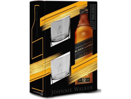 JOHNNIE WALKER WHISKY BLACK 12Y 0.7L +2 PAHARE