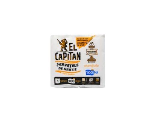 EL CAPITAN SERVETELE MASA ALB 1STR 100BUC