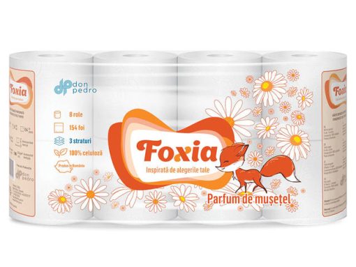 FOXIA HARTIE IG 3STR 8ROLE PORTOCALIU/MUSETEL