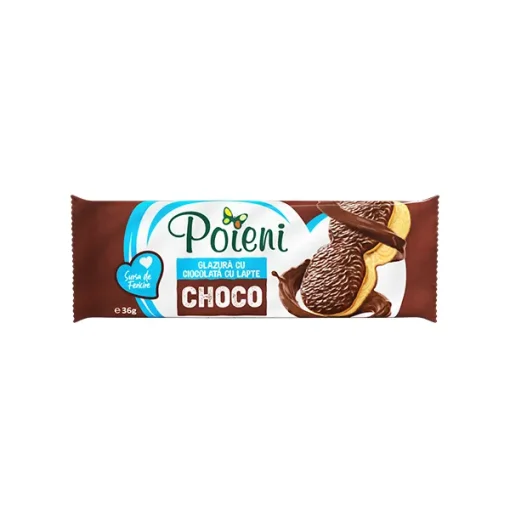 POIENI BISCUITI GLAZURA 36GR CIOCOLATA LAPTE