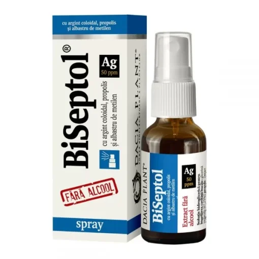 BISEPTOL SPRAY F ALCOOL 20ML ALBASTRU METILEN/ARGINT COLOIDAL