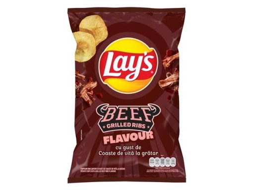 LAYS CHIPS 125GR WAVY BEEF GRILLED RIBS