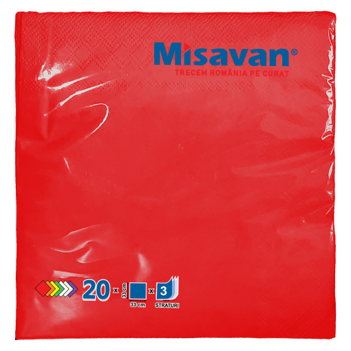 MISAVAN SERVETELE MASA 33X33CM 20/SET ROSU
