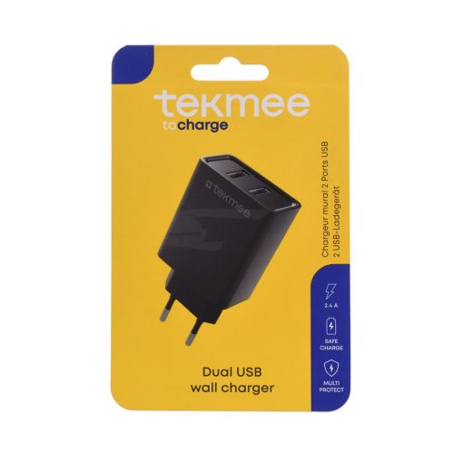 TEKMEE INCARC. AUTO 12W 2 PORT. NEGRU 2.4A