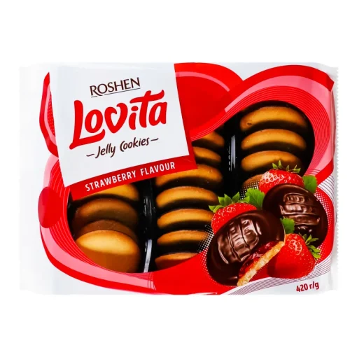 ROSHEN LOVITA BISCUITI JELEU 420GR CAPSUNI