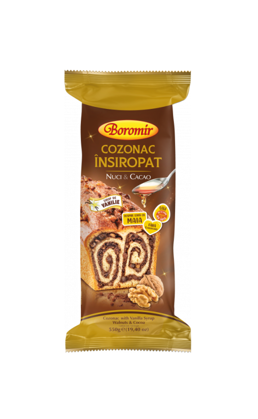 BOROMIR COZONAC INSIROPAT 550GR CACAO/NUCI
